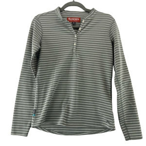 Simms Fishing Gray Stripe Long‎ Sleeve Top Sz Small